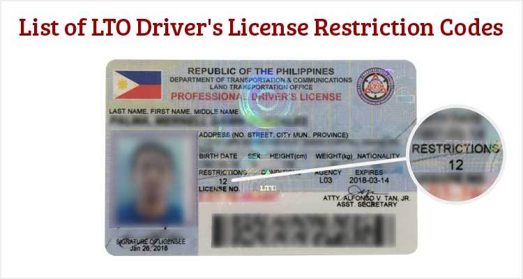 restriction code a on driver